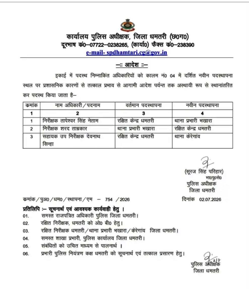 officers and personnel transferred