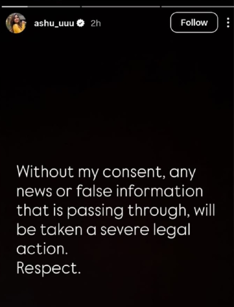 Ashu Reddy intsgram story