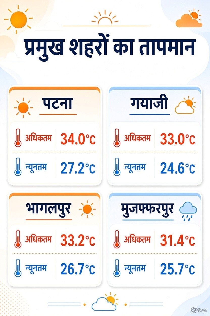 Bihar major cities Temperatures