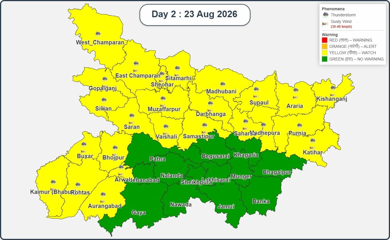 Bihar weather update, 23 August Bihar weather update, 23 August