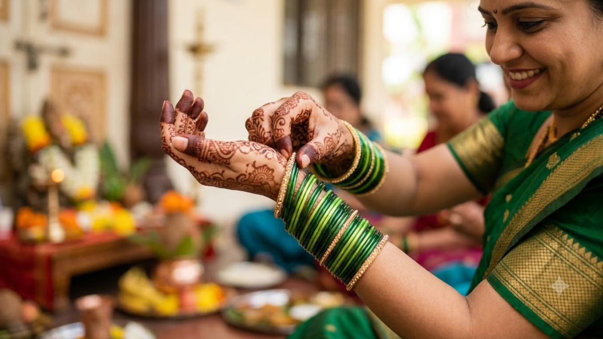 हरा रंग सौभाग्य और सुहाग का प्रतीक