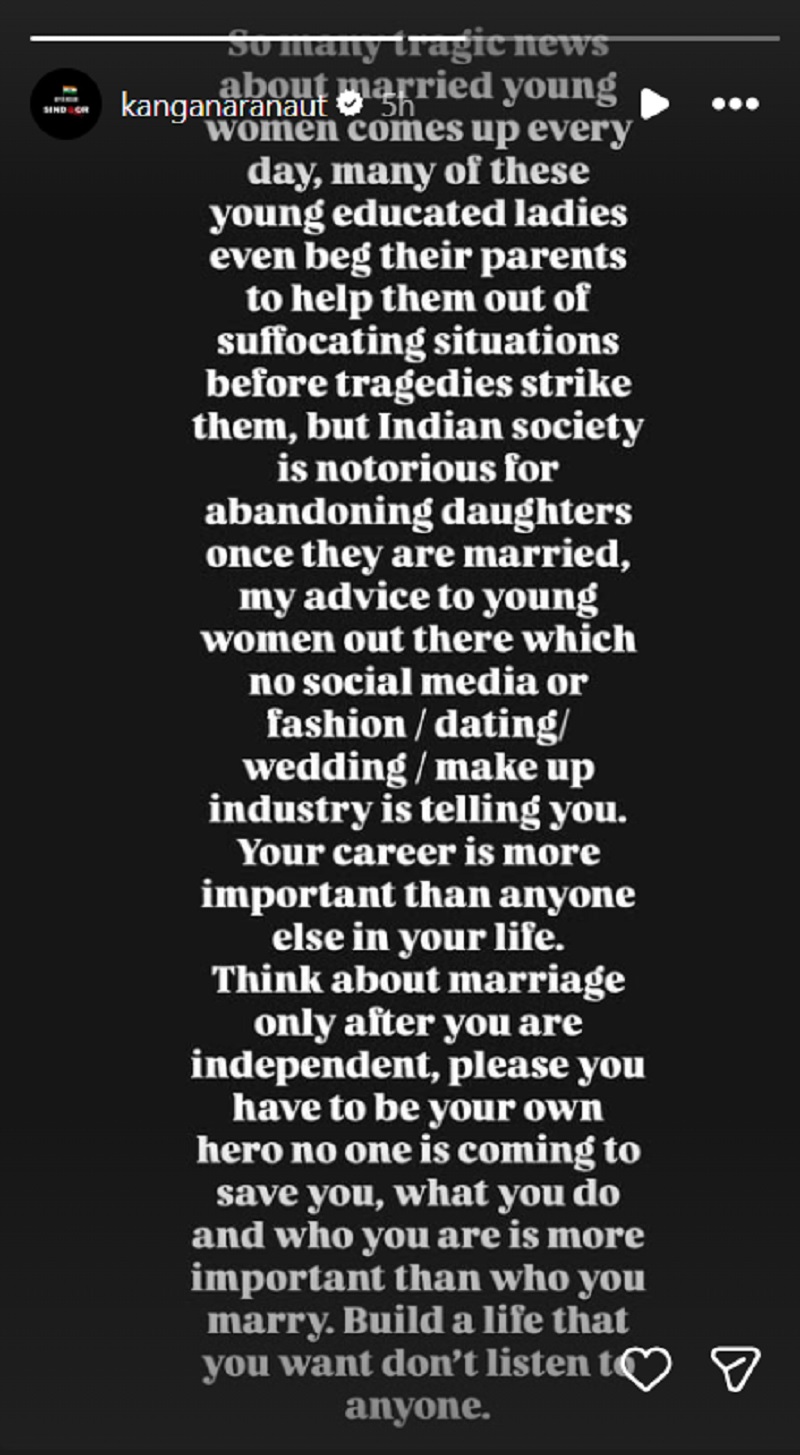 Kangana Ranaut Instagram story