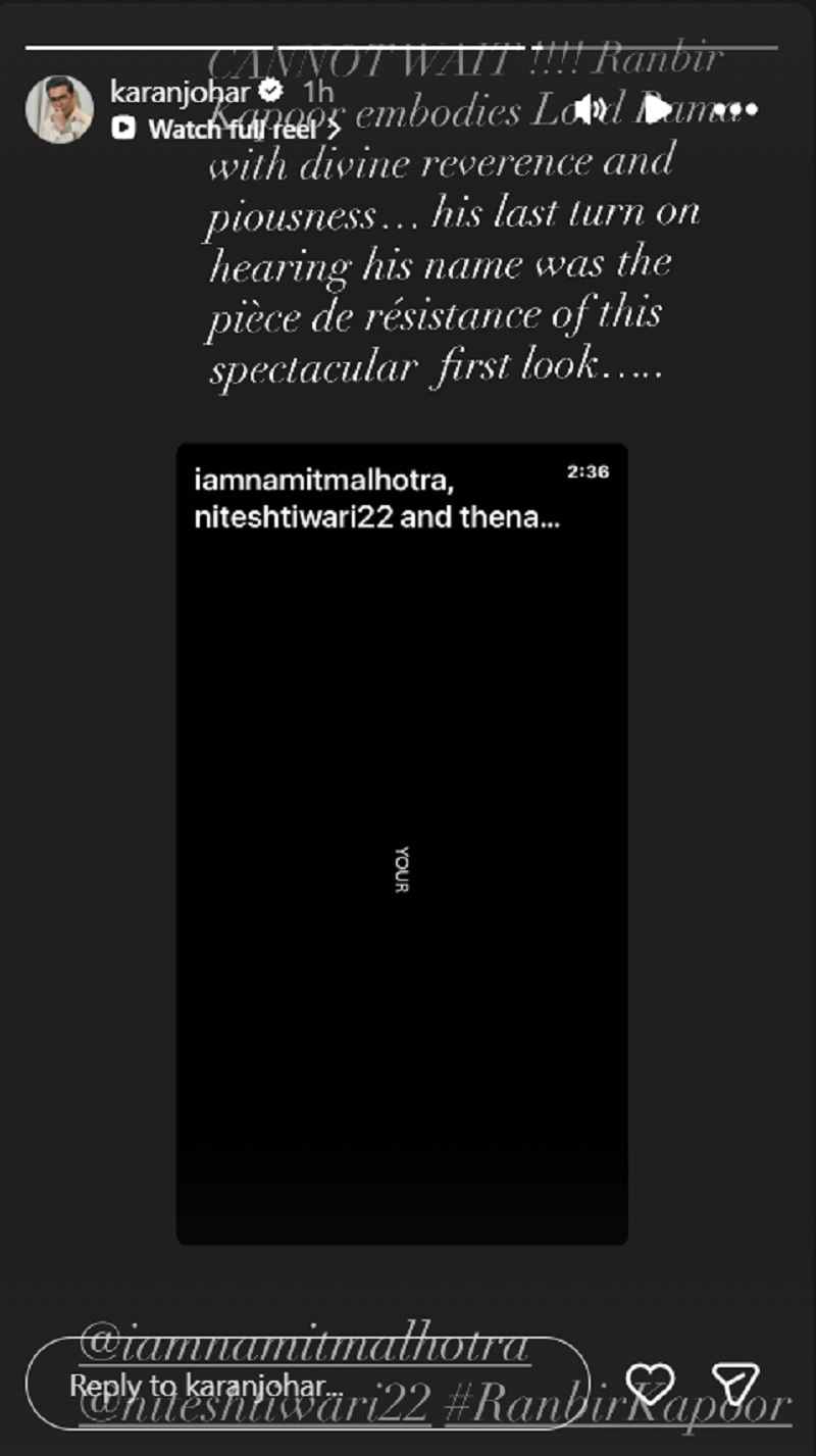 Karan Johar Instagram story