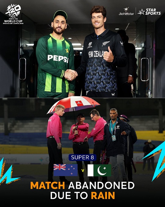 PAK vs NZ Super-8 MATCH abanddoned 