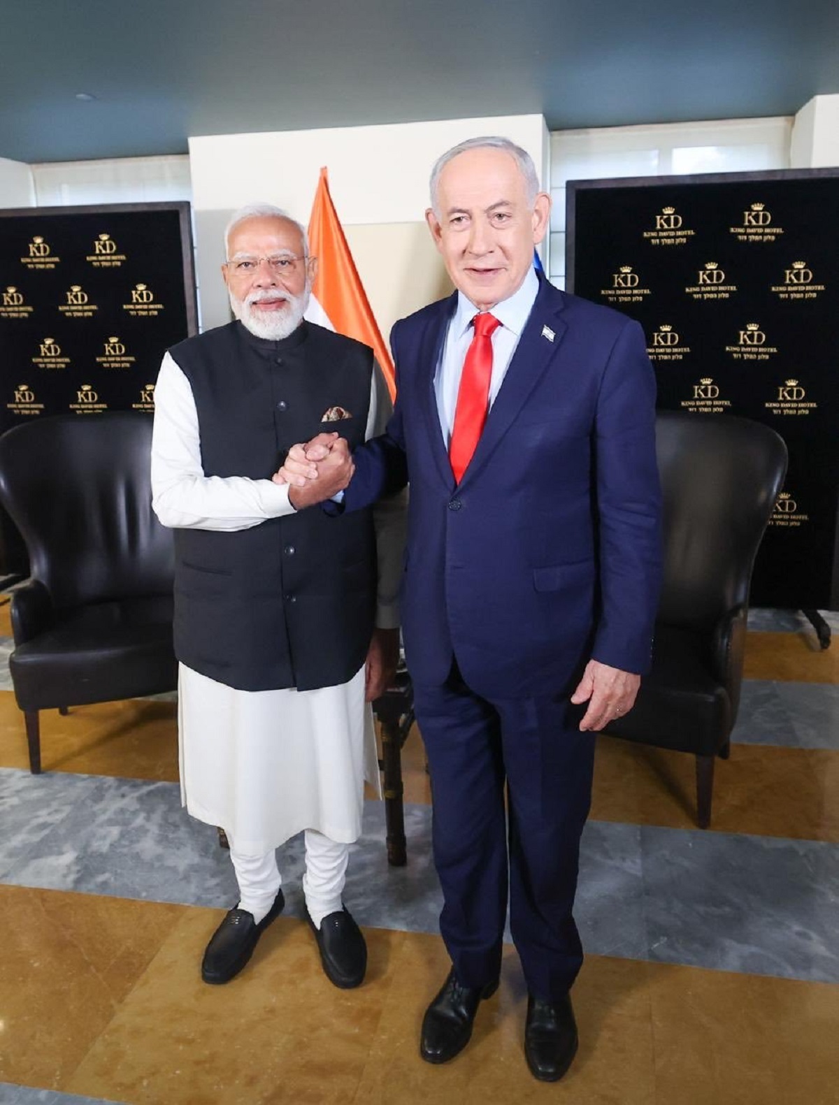 PM Narendra Modi with PM Benjamin Netanyahu