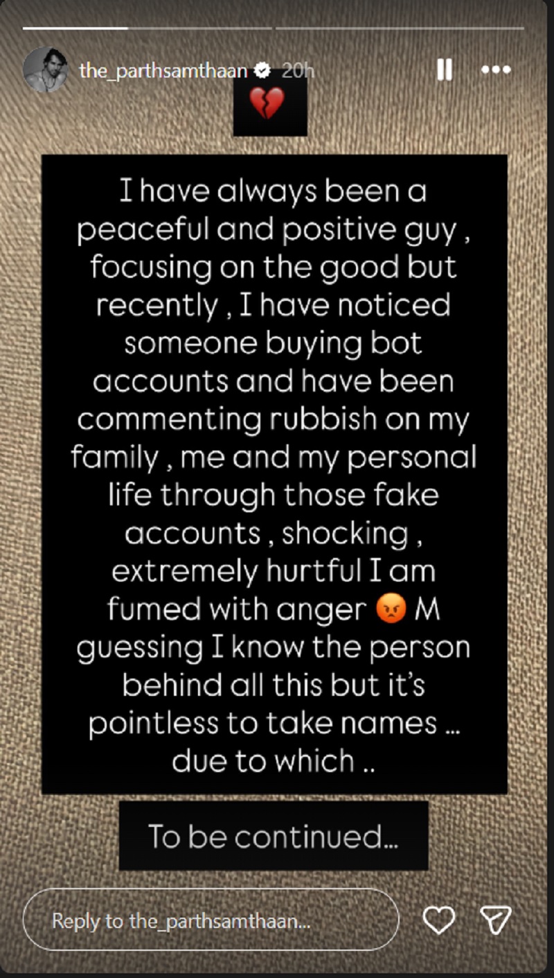 Parth Samthaan Instagram Story