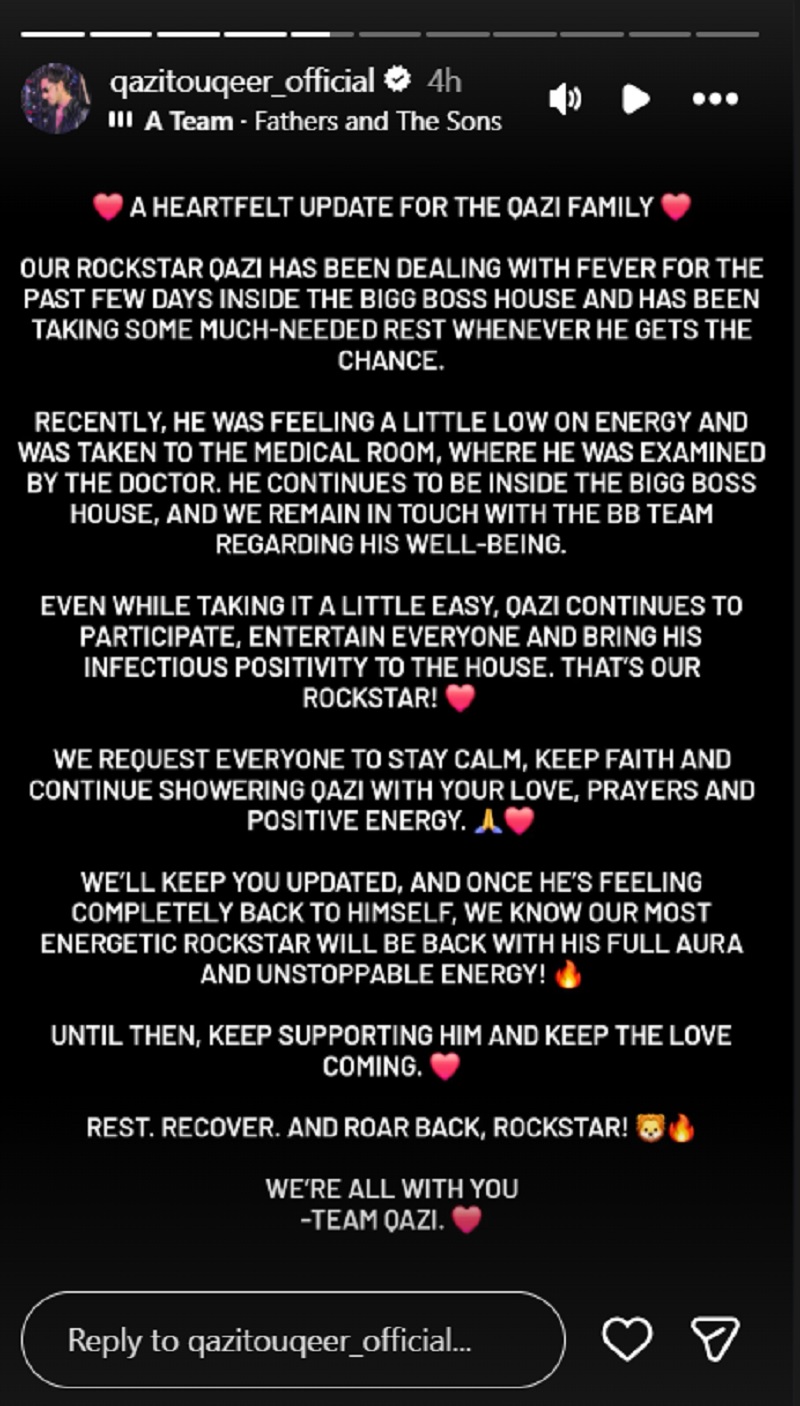 Qazi Touqeer Instagram story