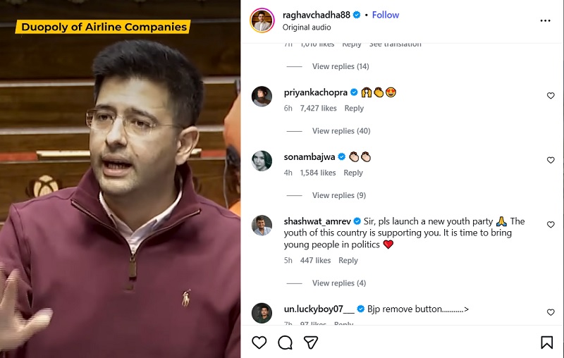 Raghav Chadha post (Screenshot)