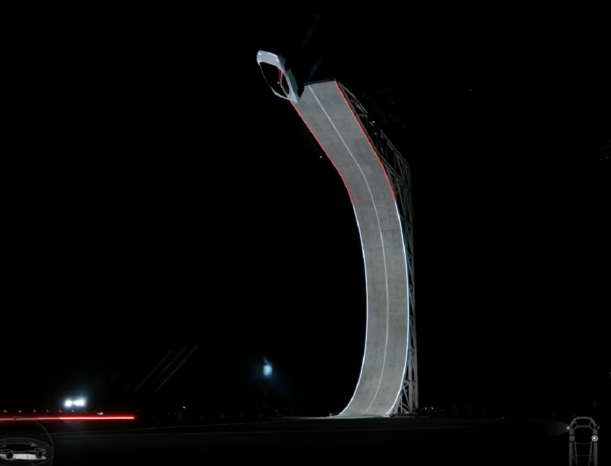 Roadster tesla car flaying
