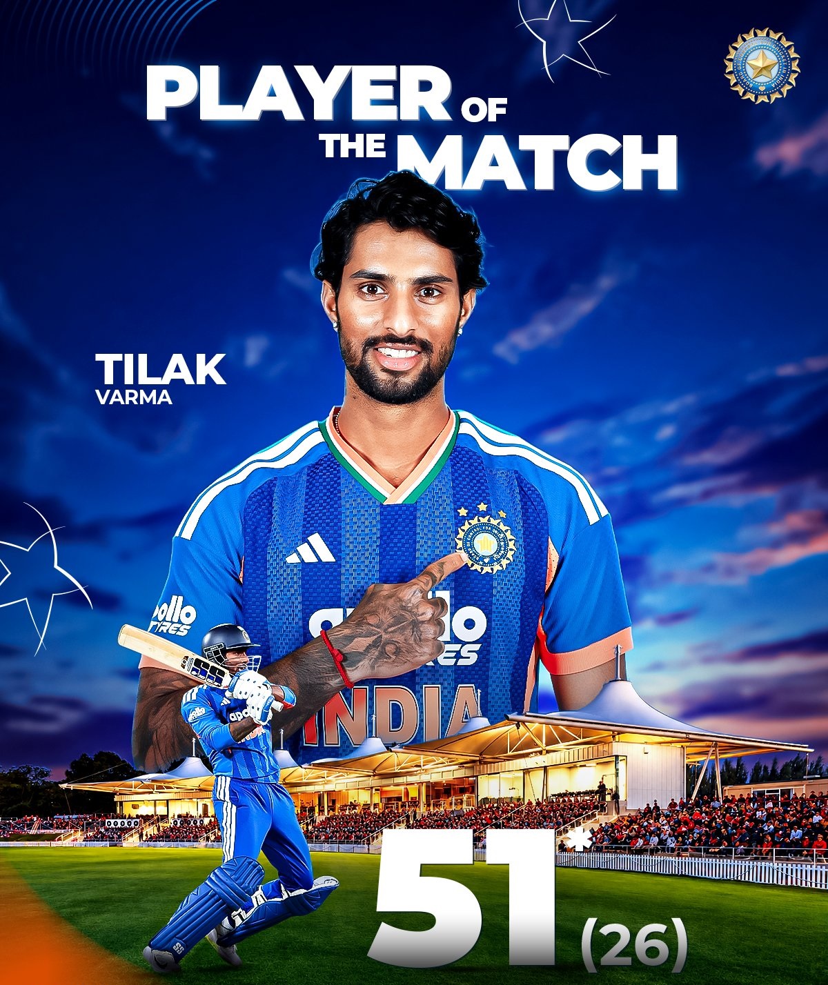 TIKAL VARMA PLAYER OF THE MATCH