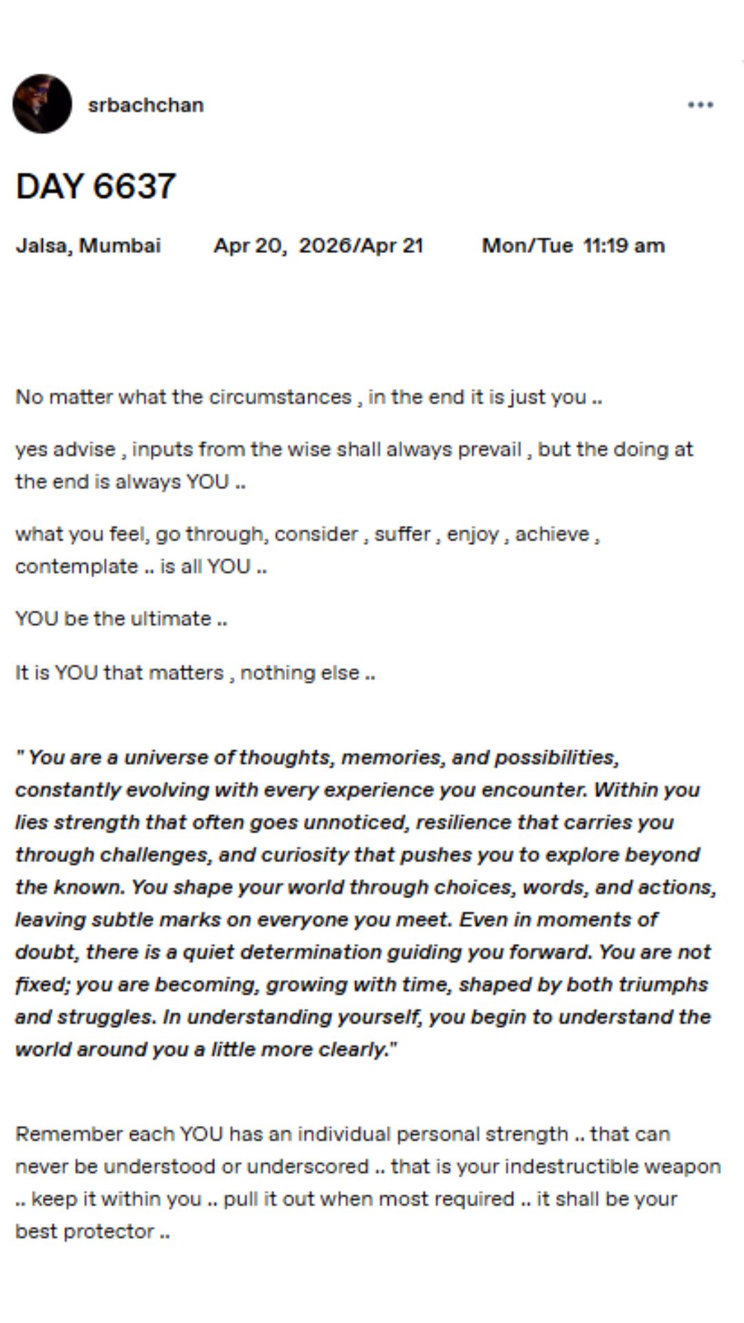 Amitabh Bachchan Blog