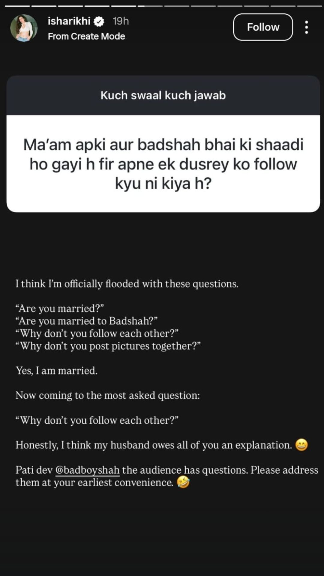 Badshah and Isha Rikhi Marriage