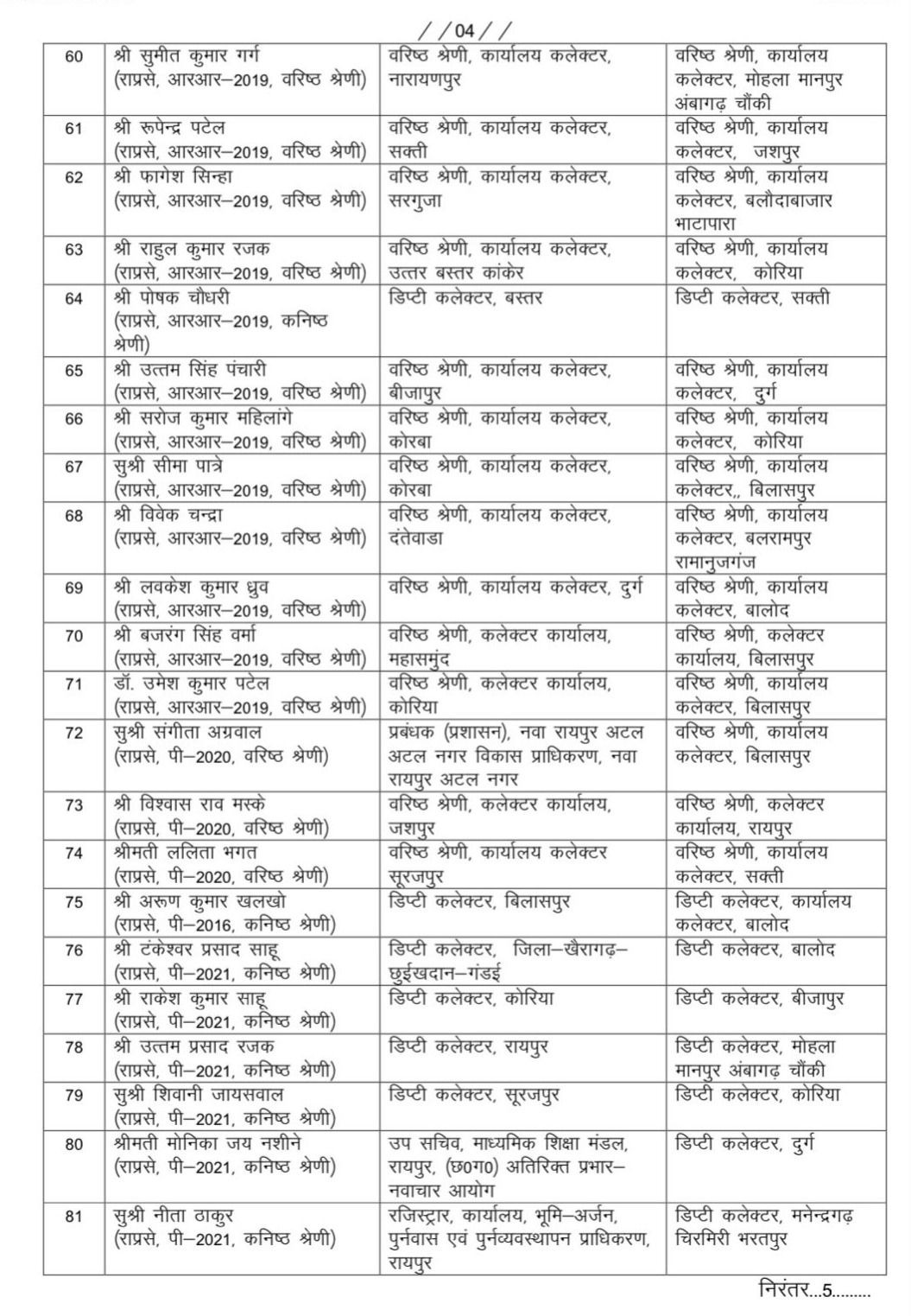 Transfer order