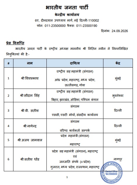 bjp new appointment