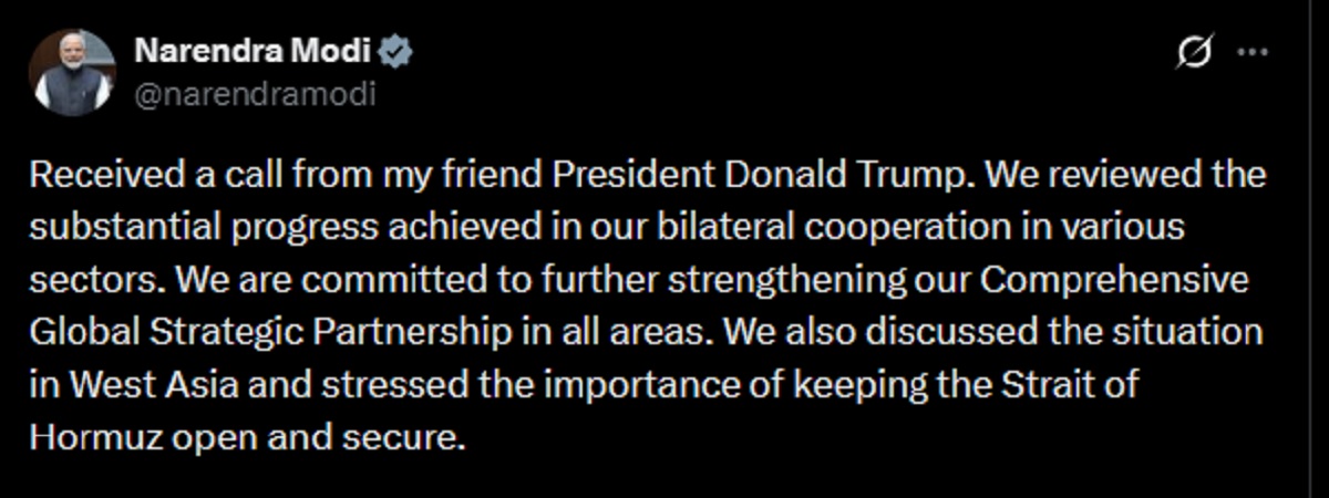 pm modi x post on trump 