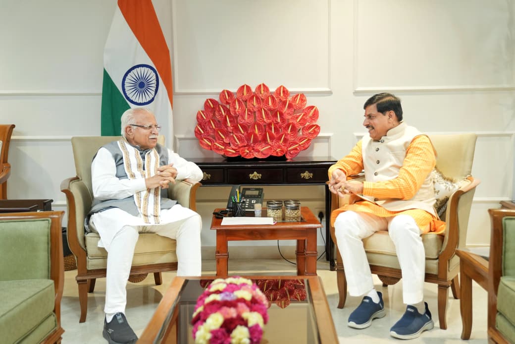 Minister Manohar Lal Khattar and CM Mohan Yadav